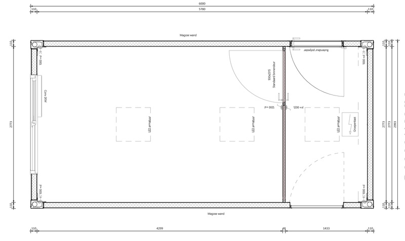 Schakelunit 6 x 3 meter inclusief voorportaal huren