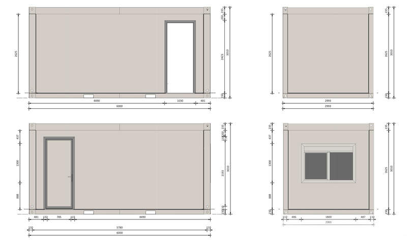 Schakelunit 6 x 3 meter inclusief voorportaal huren