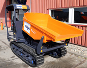 Met deze dumper op rupsen werk je zeer compact op onverhard terrein.