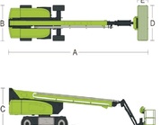 Vluchtdiagram van de elektrische en zelfrijdende telescoophoogwerker Zoomlion ZT23JE.